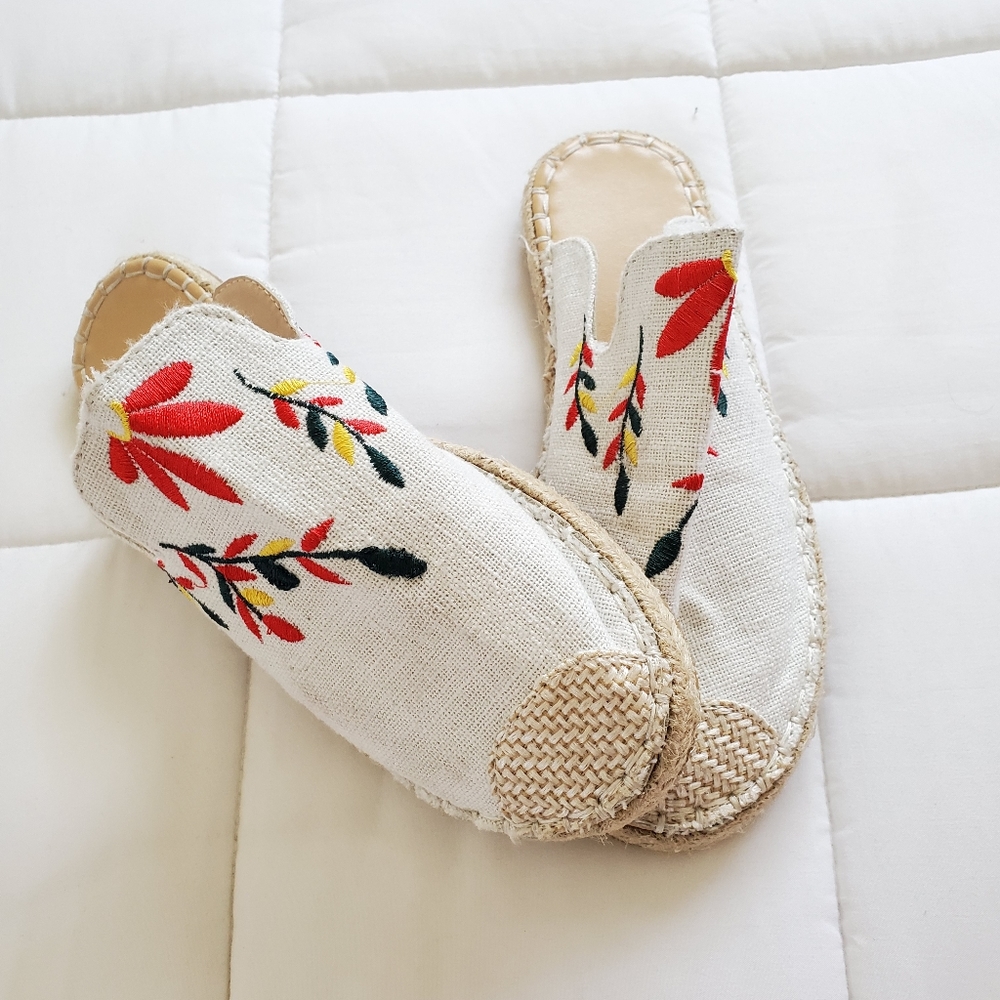 Embroidery flowers shoes sandals espadrilles